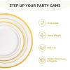 imageAOZITA 200 Pieces Gold Plastic Plates for Party Heavy Duty Disposable Plates  100 Plastic Dinner Plates and 100 Salad Plates for Party WeddingGold