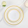 imageAOZITA 200 Pieces Gold Plastic Plates for Party Heavy Duty Disposable Plates  100 Plastic Dinner Plates and 100 Salad Plates for Party WeddingGold