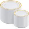 imageAOZITA 200 Pieces Gold Plastic Plates for Party Heavy Duty Disposable Plates  100 Plastic Dinner Plates and 100 Salad Plates for Party WeddingGold