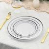 imageAOZITA 200 Pieces Gold Plastic Plates for Party Heavy Duty Disposable Plates  100 Plastic Dinner Plates and 100 Salad Plates for Party WeddingSilver