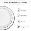 imageAOZITA 200 Pieces Gold Plastic Plates for Party Heavy Duty Disposable Plates  100 Plastic Dinner Plates and 100 Salad Plates for Party WeddingSilver