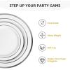 imageAOZITA 200 Pieces Gold Plastic Plates for Party Heavy Duty Disposable Plates  100 Plastic Dinner Plates and 100 Salad Plates for Party WeddingSilver