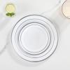 imageAOZITA 200 Pieces Gold Plastic Plates for Party Heavy Duty Disposable Plates  100 Plastic Dinner Plates and 100 Salad Plates for Party WeddingSilver