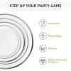 imageAOZITA 200 Pieces Gold Plastic Plates for Party Heavy Duty Disposable Plates  100 Plastic Dinner Plates and 100 Salad Plates for Party WeddingSilver