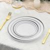 imageAOZITA 200 Pieces Gold Plastic Plates for Party Heavy Duty Disposable Plates  100 Plastic Dinner Plates and 100 Salad Plates for Party WeddingSilver