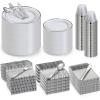 imageAOZITA 600 Pcs Silver Plastic Dinnerware Set for 100 Guests Disposable Plastic Plates for Party Wedding Birthday 100 Dinner Plates 100 Salad Plates 100 Spoons 100 Forks 100 Knives 100 CupsSilver