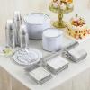 imageAOZITA 600 Pcs Silver Plastic Dinnerware Set for 100 Guests Disposable Plastic Plates for Party Wedding Birthday 100 Dinner Plates 100 Salad Plates 100 Spoons 100 Forks 100 Knives 100 CupsSilver