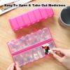 imageFoldable ampamp Dual Protection Weekly Pill Organizer 2 Times A Day with Etched Labels AM PM 7 Day Medicine Container Box Large Portable Week Travel Pill Case for Daily Medication Vitamin  PinkClear Pink