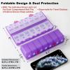 imageFoldable ampamp Dual Protection Weekly Pill Organizer 2 Times A Day with Etched Labels AM PM 7 Day Medicine Container Box Large Portable Week Travel Pill Case for Daily Medication Vitamin  PinkClear Purple