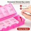 imageFoldable ampamp Dual Protection Weekly Pill Organizer 2 Times A Day with Etched Labels AM PM 7 Day Medicine Container Box Large Portable Week Travel Pill Case for Daily Medication Vitamin  PinkClear Pink