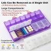 imageFoldable ampamp Dual Protection Weekly Pill Organizer 2 Times A Day with Etched Labels AM PM 7 Day Medicine Container Box Large Portable Week Travel Pill Case for Daily Medication Vitamin  PinkClear Purple