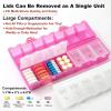 imageFoldable ampamp Dual Protection Weekly Pill Organizer 2 Times A Day with Etched Labels AM PM 7 Day Medicine Container Box Large Portable Week Travel Pill Case for Daily Medication Vitamin  PinkClear Pink