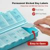 imageFoldable ampamp Dual Protection Weekly Pill Organizer 2 Times A Day with Etched Labels AM PM 7 Day Medicine Container Box Large Portable Week Travel Pill Case for Daily Medication Vitamin  PinkSky Blue
