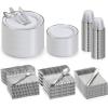 imageAOZITA 600 Pcs Silver Plastic Dinnerware Set for 100 Guests Disposable Plastic Plates for Party Wedding Birthday 100 Dinner Plates 100 Salad Plates 100 Spoons 100 Forks 100 Knives 100 CupsSilver