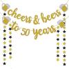 imageCheers ampamp Beers to 50 Years Gold Glitter Banner  50th Birthday Decorations for HimHer  50th Birthday Gifts  50 Years Anniversary Decorations  50th Wedding Party Supplies for MenWomen
