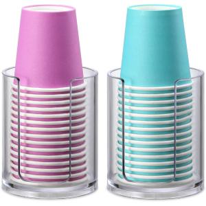 imageAOZITA Bathroom Cup Dispenser 2 Pack Mouthwash Cups Holder Small Disposable Paper Cup Holders For Rinsing Cups On Bathroom Vanity Countertops