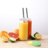 image 8 Pack  Glass Juicing Bottles with 2 Straws ampamp 2 Lids w Hole 16 OZ Travel Drinking Jars Water Cups with White Airtight Lids Reusable Tall Mason Jar for Juice Bubble Tea Smoothie Tea KombuchaStyle3Colored Lids