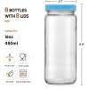 image 8 Pack  Glass Juicing Bottles with 2 Straws ampamp 2 Lids w Hole 16 OZ Travel Drinking Jars Water Cups with White Airtight Lids Reusable Tall Mason Jar for Juice Bubble Tea Smoothie Tea KombuchaStyle3Colored Lids