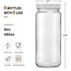 image 8 Pack  Glass Juicing Bottles with 2 Straws ampamp 2 Lids w Hole 16 OZ Travel Drinking Jars Water Cups with White Airtight Lids Reusable Tall Mason Jar for Juice Bubble Tea Smoothie Tea KombuchaStyle1White Lids