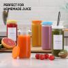 image 8 Pack  Glass Juicing Bottles with 2 Straws ampamp 2 Lids w Hole 16 OZ Travel Drinking Jars Water Cups with White Airtight Lids Reusable Tall Mason Jar for Juice Bubble Tea Smoothie Tea KombuchaStyle3Colored Lids