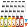 image24 PACK 12 OZ Reusable Plastic Juice Bottles with Caps Plus 24 Labels ampamp 2 Silicone Funnels  Clear Juicing Bottles for Juice Smoothies Ginger Tea Coffee  Food Grade ampamp Leakproof Travel Bottles