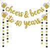 imageCheers ampamp Beers to 40 Years Gold Glitter Banner  40th Birthday Decorations for Him  Her  40th Birthday Gifts  40 Years Anniversary Decorations  40th Wedding Party Supplies for Men  Women