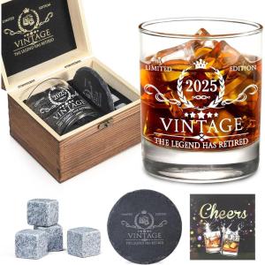 image40th Birthday Gifts for Men Whiskey Glass Set  40th Birthday Decorations Party Supplies  40 Year Anniversary Bday Gifts Ideas for Him Dad Husband Friends  Wood Box ampamp Whiskey Stones ampamp CoasterRetirement
