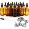 image24 Pcs 2 oz Dark Amber Dropper Bottles with 6 Small Funnels ampamp 1 Long Glass Labels  60ml Tincture Bottles w Eye Dropper for Essential Oils Perfume Hair Oil Liquids  Leak Proof Travel Bottles2 OZ