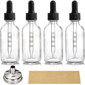 image4 Pack 2 oz Glass Dropper Bottles with Measured Dropper  60ml Dark Blue Tincture Bottles with Calibrated Glass Eye Droppers 1ml  Leakproof Essential Oils Bottles for Health Personal Care ampamp BeautyClear