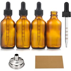 image4 Pack 2 oz Glass Dropper Bottles with Measured Dropper  60ml Dark Blue Tincture Bottles with Calibrated Glass Eye Droppers 1ml  Leakproof Essential Oils Bottles for Health Personal Care ampamp BeautyAmber