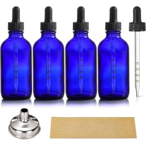image4 Pack 4oz Glass Dropper Bottles with Measured Dropper  120ml Clear Tincture Bottles with Calibrated Glass Eye Droppers 1ml Leakproof Essential Oil Bottle for Health Personal Care ampamp BeautyBlue