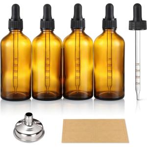 image4 Pack 4oz Glass Dropper Bottles with Measured Dropper  120ml Clear Tincture Bottles with Calibrated Glass Eye Droppers 1ml Leakproof Essential Oil Bottle for Health Personal Care ampamp BeautyAmber
