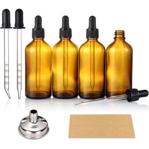 imageAOZITA 4 Pack 4 oz Dropper Bottles with 1 Funnel ampamp 4 Labels  Essential Oils Bottles for Health Personal Care ampamp Beauty  120ml Thick Clear Glass Tincture Bottles with Eye Droppers Leakproofwith 2 1ml Pipettes