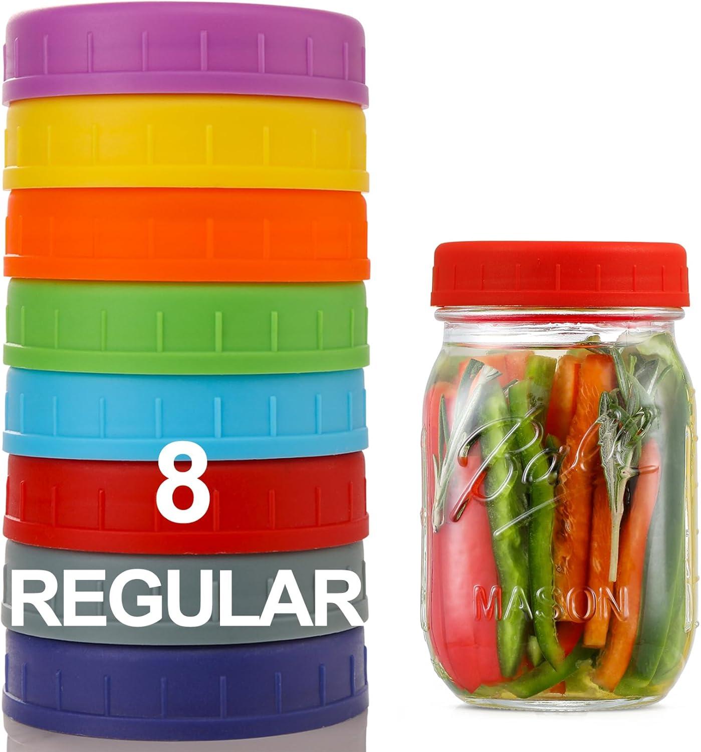 imageAOZITA 8 Pack REGULAR Mouth Mason Jar Lids for Ball Kerr and More  Colored Plastic Storage Caps for MasonCanning Jars  LeakProof Dishwasher Safe ampamp Food Grade
