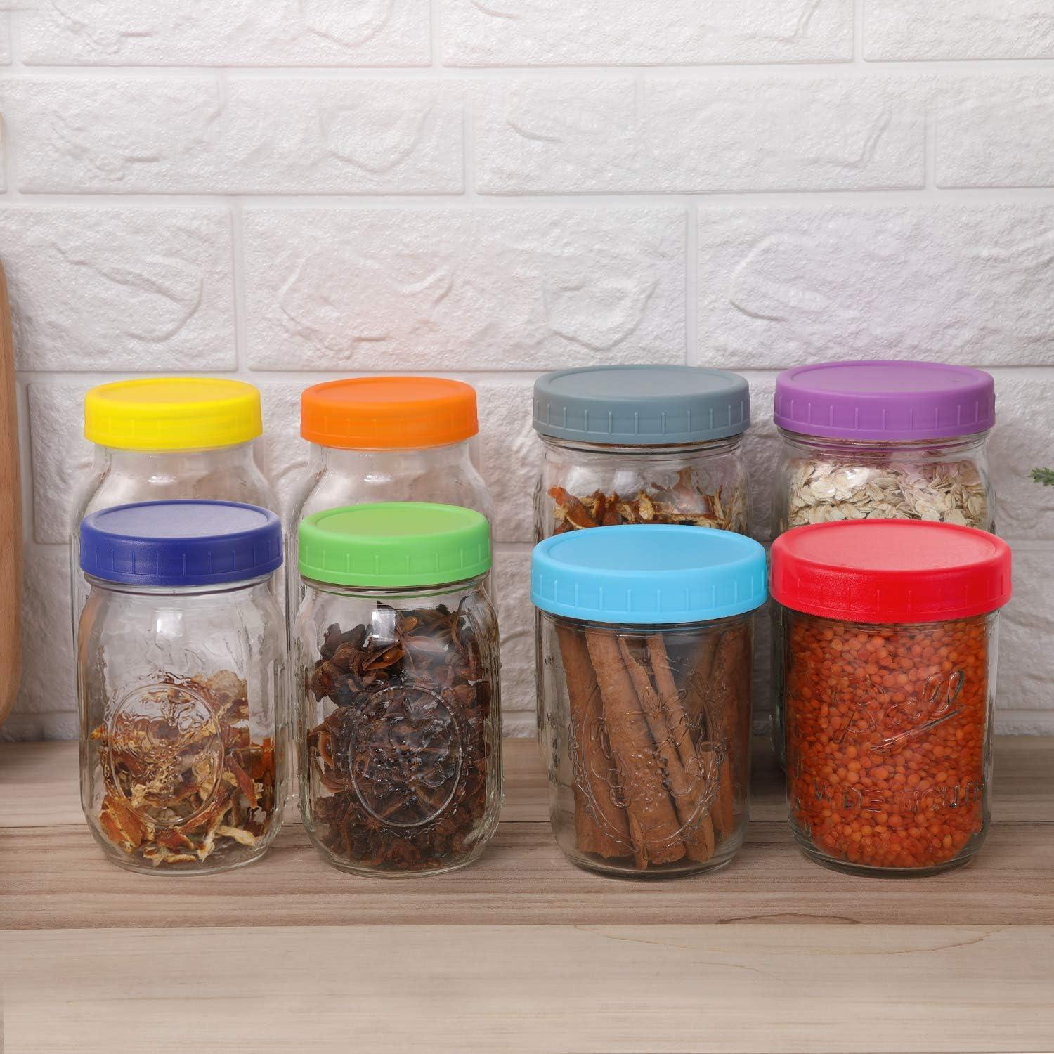 imageAOZITA 8 Pack REGULAR Mouth Mason Jar Lids for Ball Kerr and More  Colored Plastic Storage Caps for MasonCanning Jars  LeakProof Dishwasher Safe ampamp Food Grade