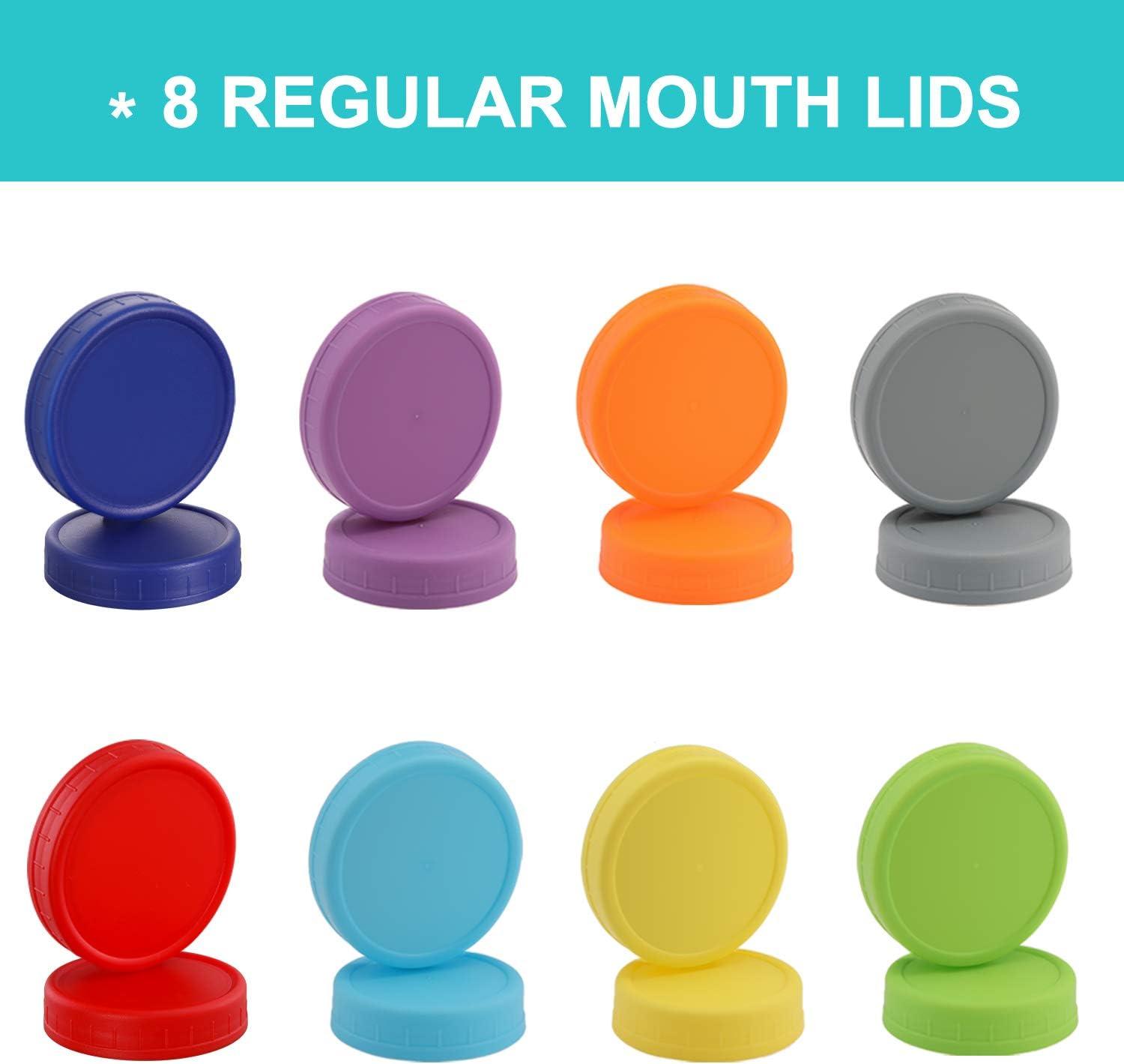 imageAOZITA 8 Pack REGULAR Mouth Mason Jar Lids for Ball Kerr and More  Colored Plastic Storage Caps for MasonCanning Jars  LeakProof Dishwasher Safe ampamp Food Grade