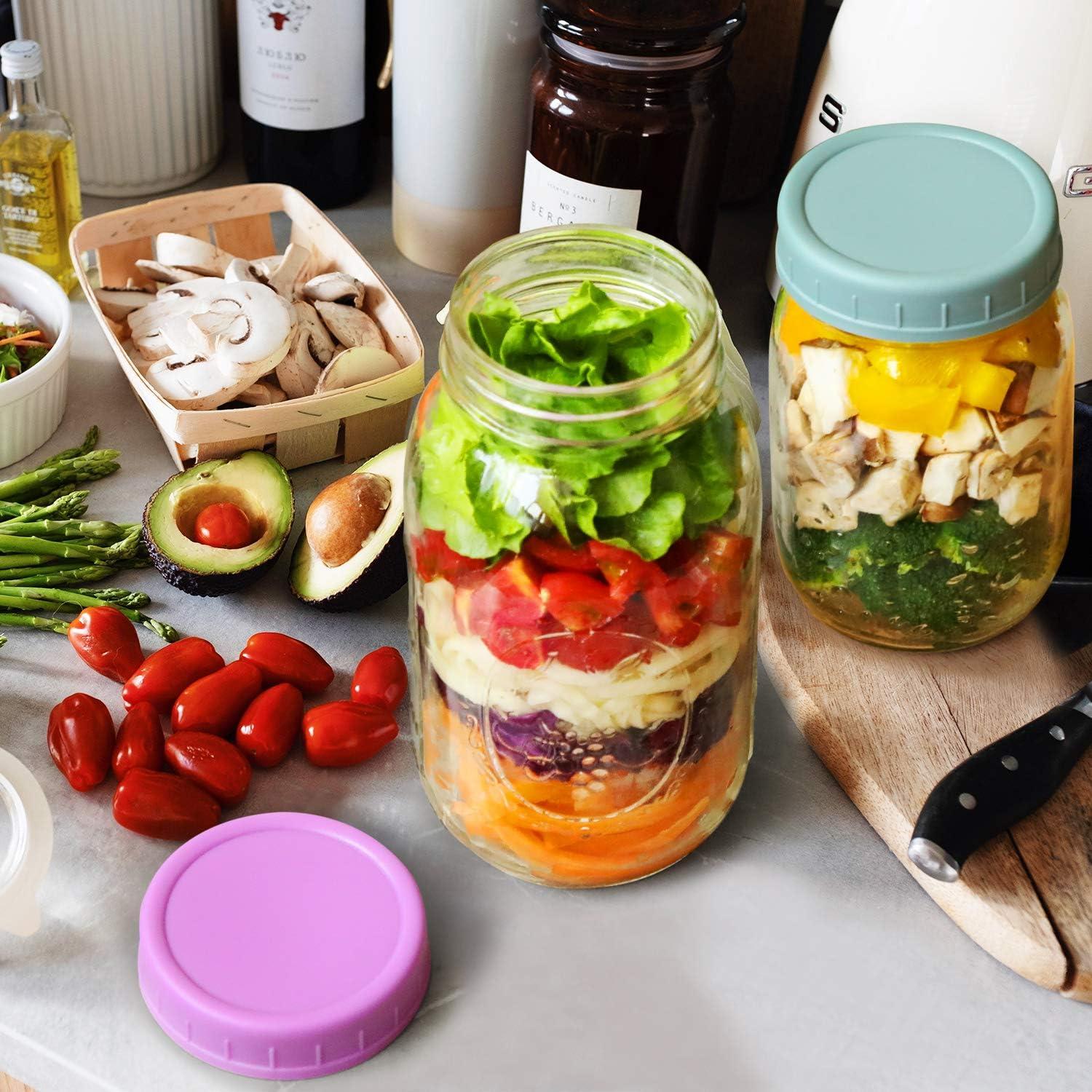 imageAOZITA 8 Pack REGULAR Mouth Mason Jar Lids for Ball Kerr and More  Colored Plastic Storage Caps for MasonCanning Jars  LeakProof Dishwasher Safe ampamp Food Grade
