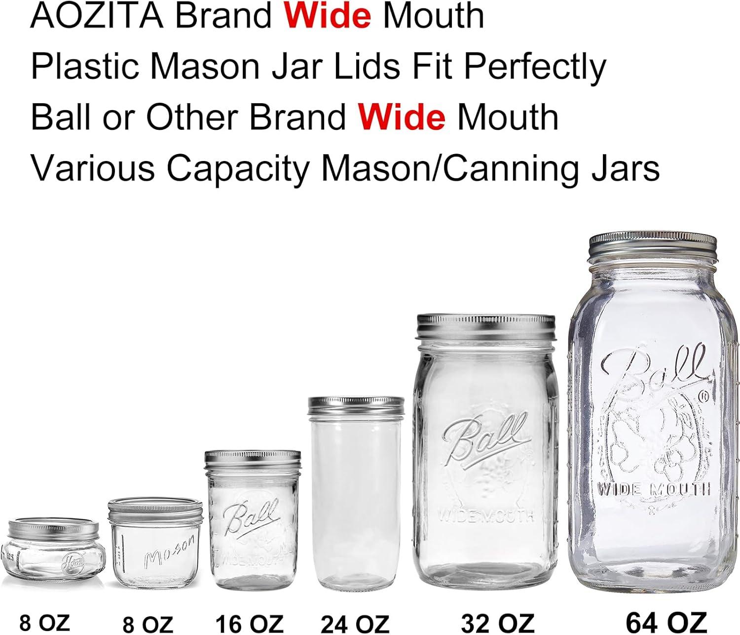 imageAOZITA Wide Mouth Mason Jar Lids 8 Pack for Ball Kerr and More  Colored Plastic Storage Caps for MasonCanning Jars  LeakProof Dishwasher Safe ampamp Food Grade