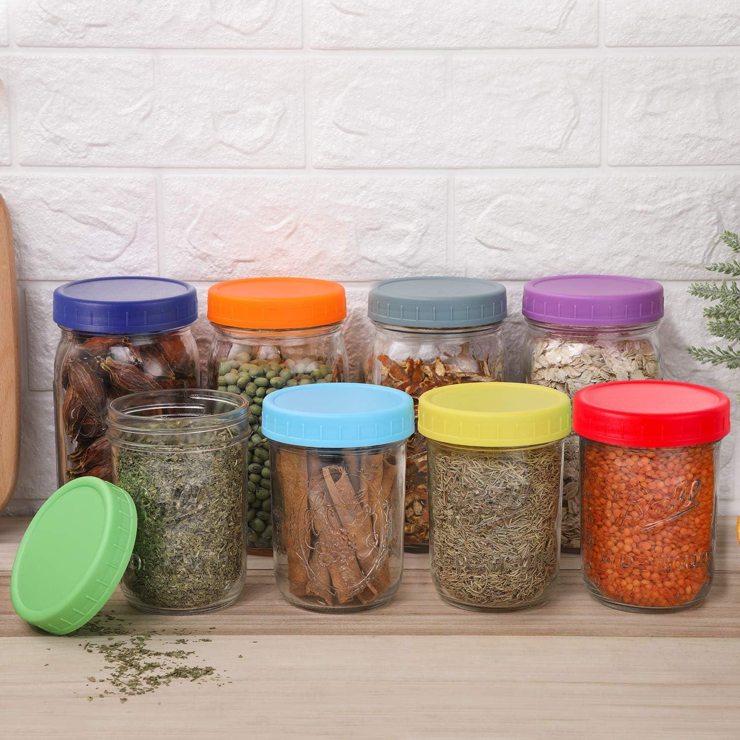 imageAOZITA Wide Mouth Mason Jar Lids 8 Pack for Ball Kerr and More  Colored Plastic Storage Caps for MasonCanning Jars  LeakProof Dishwasher Safe ampamp Food Grade