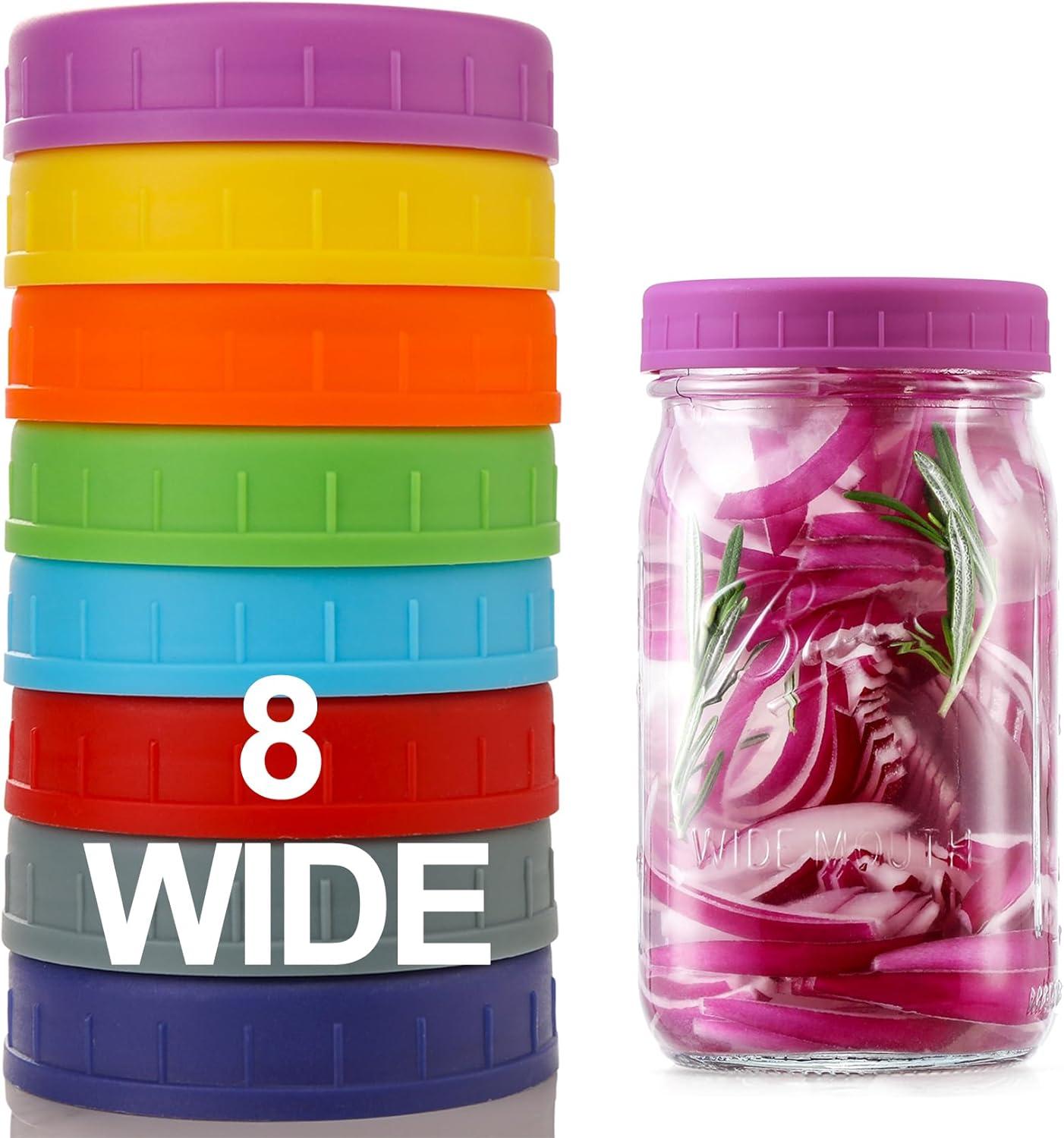 imageAOZITA Wide Mouth Mason Jar Lids 8 Pack for Ball Kerr and More  Colored Plastic Storage Caps for MasonCanning Jars  LeakProof Dishwasher Safe ampamp Food Grade