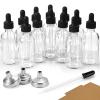 image12 Pack 2 oz Glass Eye Dropper Bottles w 3 Stainless Steel Funnels ampamp 1 Long Pipette Dropper ampamp 24 Labels  60ml Clear Tincture Bottles for Essential Oils Liquids  Leakproof Travel Essential Bottles