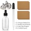 image12 Pack 2 oz Glass Eye Dropper Bottles w 3 Stainless Steel Funnels ampamp 1 Long Pipette Dropper ampamp 24 Labels  60ml Clear Tincture Bottles for Essential Oils Liquids  Leakproof Travel Essential Bottles