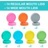 imageAOZITA  28 Pack  Plastic Mason Jar Lids Fits Ball Kerr ampamp More  14 Wide Mouth ampamp 14 Regular Mouth  Colored Storage Caps for Canning Jars Dishwasher Safe ampamp Food Grade14W  14R  1