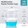 imageAOZITA 200 Sets  2 oz Jello Shot Cups Portion Cups With Lids Airtight and Stackable Small Plastic ContainersASLB3C100
