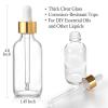imageAOZITA Set of 4 2 oz Golden Cap Clear Dropper Bottles 60ml with 1 Funnel ampamp 4 Labels  Glass Tincture Bottles for Essential Oils with Eye Droppers  Leak Proof Travel Bottles for Liquids