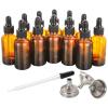 image12 Pack 2 oz Glass Dropper Bottle with 3 Stainless Steel Funnels ampamp 1 Long Eye Dropper  60ml Amber Glass Tincture Bottles for Travel Essential Oils Liquids  Leakproof2 OZ