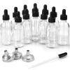 image12 Pack 2 oz Glass Eye Dropper Bottles w 3 Stainless Steel Funnels ampamp 1 Long Pipette Dropper ampamp 24 Labels  60ml Clear Tincture Bottles for Essential Oils Liquids  Leakproof Travel Essential Bottles