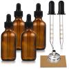 image4 Pack 1 oz Glass Dropper Bottles with Measured Dropper  30ml Dark Amber Tincture Bottles with Graduated Calibrated Glass Eye Droppers 1ml for Essential Oils Liquids  Leakproof Travel BottlesPlus 2 Graduated Pipettes