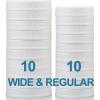 imageAOZITA 10 WIDE Mouth ampamp 10 REGULAR Mouth Mason Jar Lids  20 Pack Food Grade Plastic Mason Jar Caps for Ball Kerr and More Canning Jars  Leakproof ampamp Dishwasher Safe  White10 Wide 10 Regular