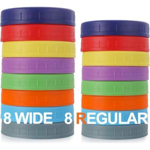 imageAOZITA  28 Pack  Plastic Mason Jar Lids Fits Ball Kerr ampamp More  14 Wide Mouth ampamp 14 Regular Mouth  Colored Storage Caps for Canning Jars Dishwasher Safe ampamp Food Grade8W  8R  2